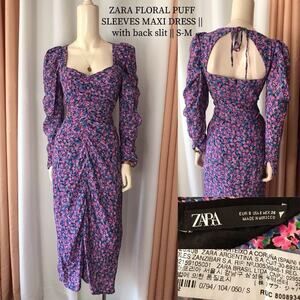 ZARA RUCHED BEAUTIFULLY CUT FLORAL PRINT BODYCON MIDI DRESS M